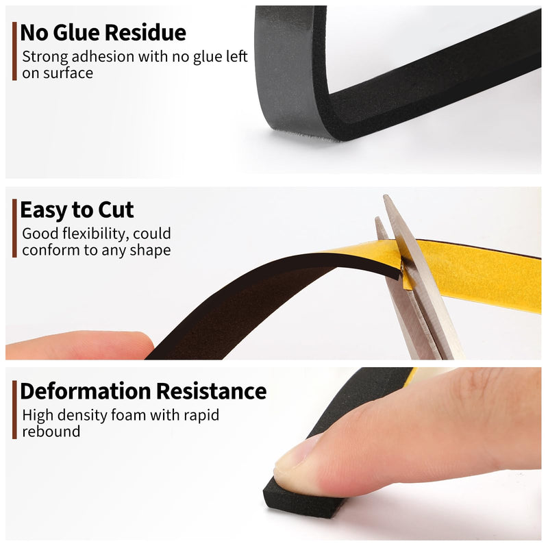 [Australia - AusPower] - Yotache Weather Stripping Door Seal Strip 1/2" x 1/4", 2 Rolls x 13Ft, New Adhesive Foam Insulation Tape for Door Frames, Windows, Total 26Ft 1/2" x 1/4" x 26' 