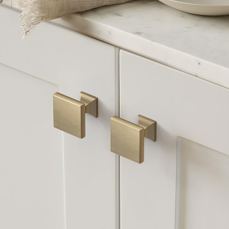 Peaha 15 Pack Champagne Bronze Cabinet Knobs,Square Drawer Knobs, Solid Zinc Alloy Cabinet Hardware Pulls for Kitchen Cupboard Dresser Bathroom