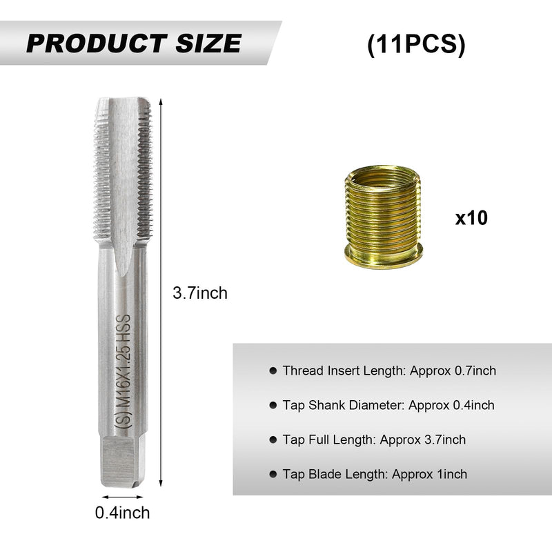 [Australia - AusPower] - Spark Plug Thread Repair Kit, M14×1.25 Inserts and M16×1.25 Tap Spark Plug Rethreading Set, Stainless Steel Thread Repair Tool Kit for Automotive Gasoline Engines Generators 