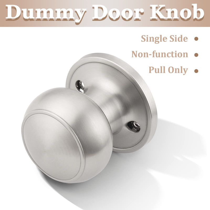 Probrico 5 Pack Classic Closet Door Knobs Dummy Door Knob, Individual Non-Turning Dummy Door Knob Single Side, Satin Nickel Interior Door Knobs, Easy Installation