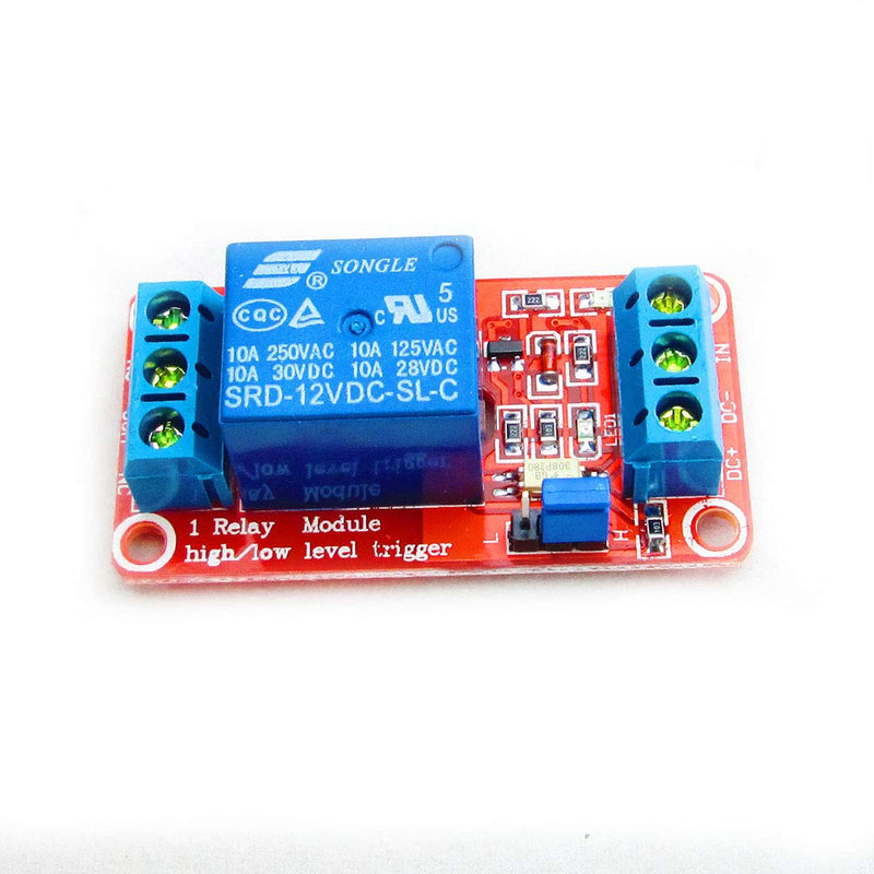 Hailege 2pcs 12V 1 Channel Relay Module Relay Switch with Optocoupler Isolation Support High or Low Level Trigger