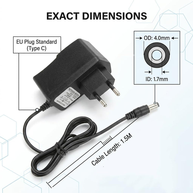 6 V Power Supply Charger Blood Pressure Monitor Compatible with Omron, Replacement AC Adapter with 1.5 m Cable, for M2 M3 M3 Comfort M4 M5 M6 M7 Series, Including M500 M700 M8 M9 X3 X4, for Home and
