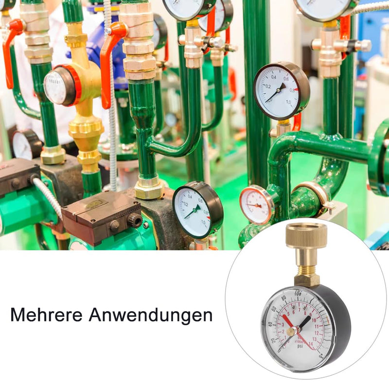 [Australia - AusPower] - Water Pressure Gauge Aluminium Alloy Iron 0 to 200 Psi Universal Water Pressure Gauge with 3/4 Inner Hose Thread for Replacement 