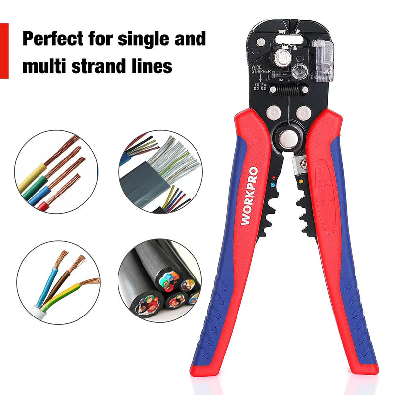 [Australia - AusPower] - WORKPRO Wire Stripper Set, 8-Inch Multi-Tool Stripper and 8-Inch Self-Adjusting Wire Stripper Set for Stripping, Cutting and Crimping 