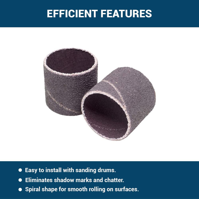 [Australia - AusPower] - Benchmark Abrasives 1" x 1" Aluminum Oxide Abrasive Spiral Bands for Rotary Tools, Drum Sleeves for Sanding Deburring Blending Polishing on Metals Plastic Wood Rubber (10 Pack) - 80 Grit 