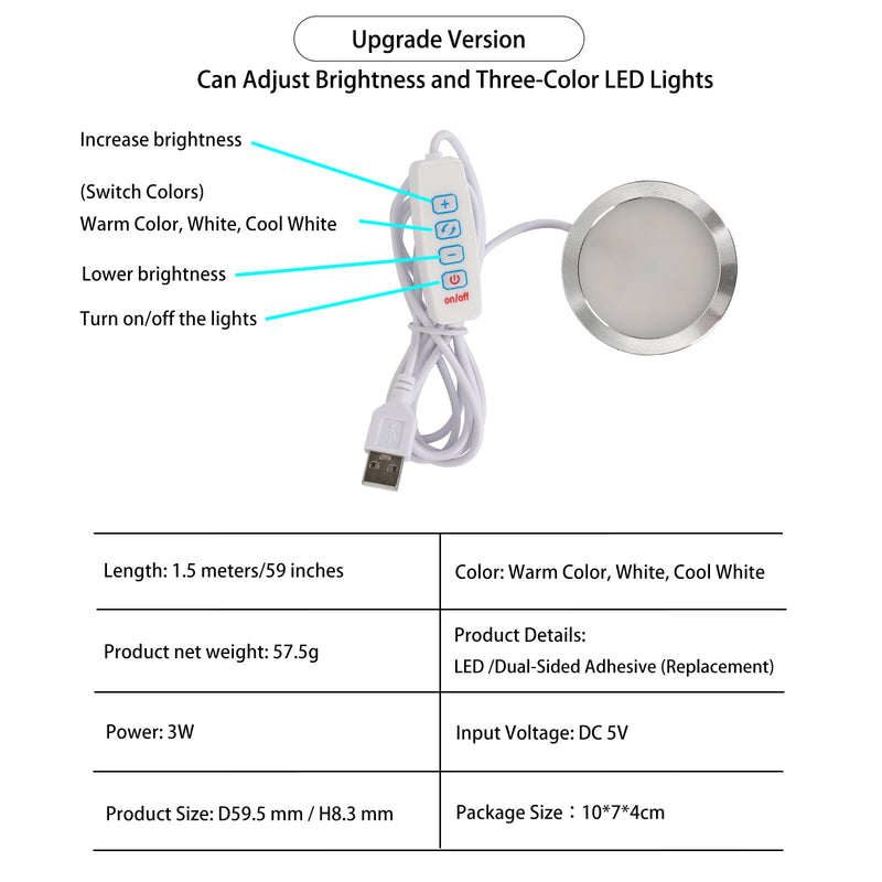 [Australia - AusPower] - 3PCS LED Lamp Kit 001 Three Colors for Bambu Lab H2D/X1/P1P/A1 mini Makerworld for anycubic Makeronline 3D Printer Light DIY Hardware Model Spare Parts 5V USB Powered, 3000K Warm Light 3PCS LED Lamp Kit 001 