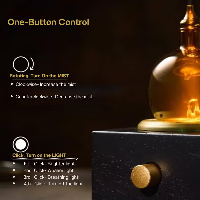 Cordless Aroma Oil Nebulizer - Waterless Diffuser for Essential Oil with Glass & Wood, Rechargeable Portable Nebulizing Machine, Battery Operated up to 40h - Gold & Fire Original Design No Scents Included