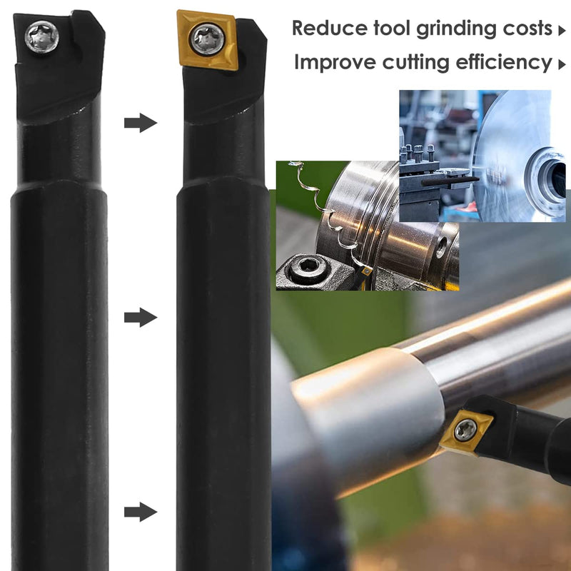 [Australia - AusPower] - Lathe Turning Tool Set Metal Boring Bar S06K/S07K/S08K/S10K-SCLCR06 Mini Cutting Tool with 10Pcs Carbide Inserts CCMT060204 and 4Pcs Wrenches(4PCS) 4pcs-sclcr06 