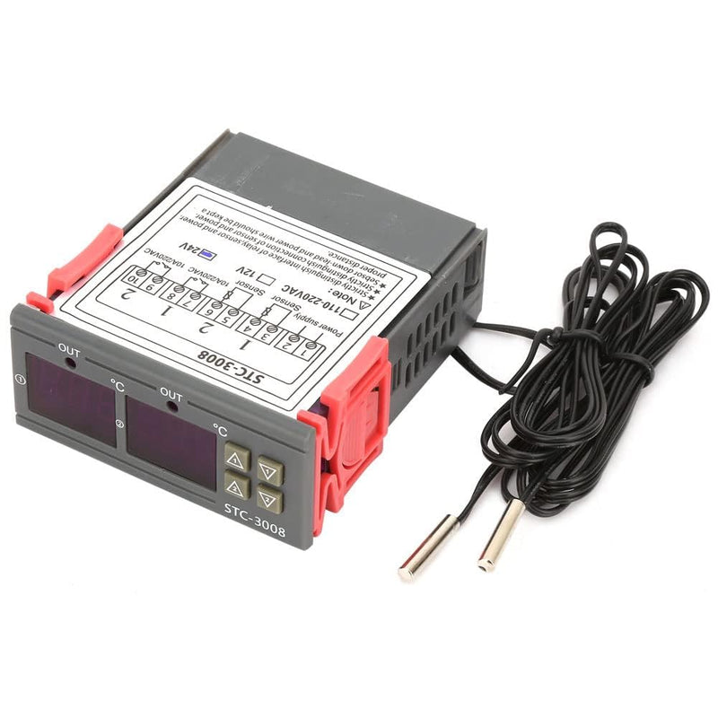 Digital Temperature Controller -3008 Thermostat Heating Cooling with Two Probes for Fridge Greenhouse Aquarium (24 V) 24v