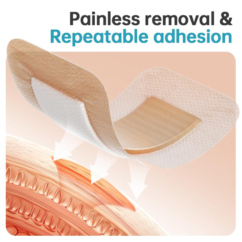 [Australia - AusPower] - Dimora Silicone Foam Dressing with Border Joint Application - Adhesive 4"x8" Wound Dressing Bandage for Post Elbow Shoulder Knee Surgery Care 10 Pack 4 x 8inch(10 PCS) 
