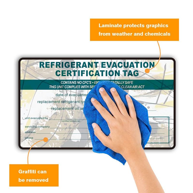 Refrigerant Evacuation Certification Tag Refrigeration ID Labels Stickers identifier 20 Pack