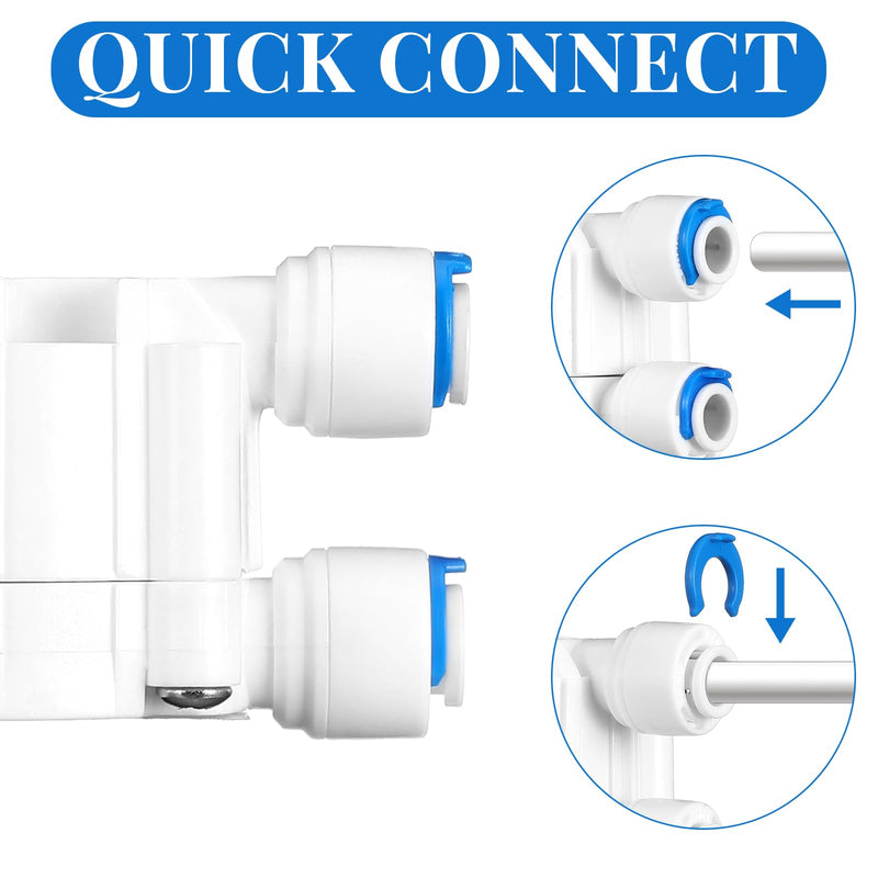 [Australia - AusPower] - 4 Packs 1/4 Inch Tube Automatic Shut off Valve, with Quick Connect Fittings, for Ro Reverse Osmosis Water Filter System, White 4 