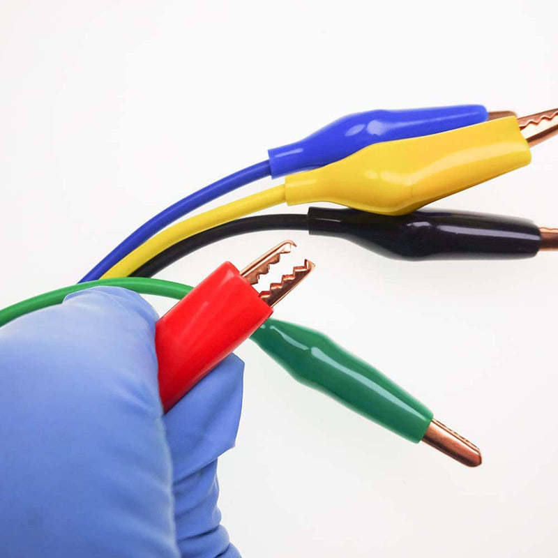[Australia - AusPower] - Cleqee Pack of 10 Alligator Clips on Breadboard Male Jumper Wires, Soft Flexible Silicone Test Leads for Electrical Testing 