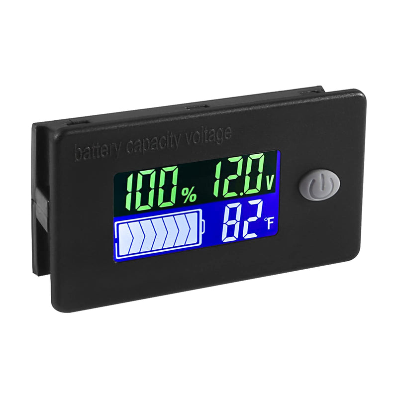 [Australia - AusPower] - Capacity Monitor 10-100v Meter 12v 24v 48v Battery Power Percentage Voltage Fahrenheit Temperature Indicator Gauge 