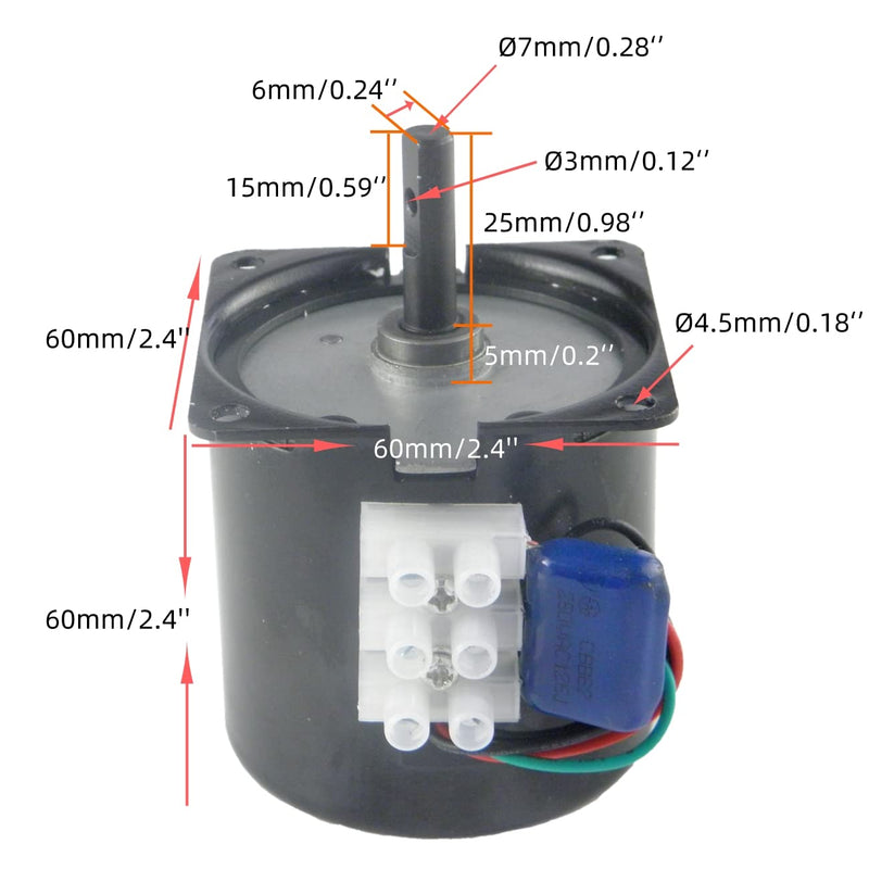 60KTYZ 110V 60-72RPM Permanent Magnet Synchronous Gear Motor with Fixed Bracket and Power Cord Switch Plug 60-72r/min+ Bracket+Power cable