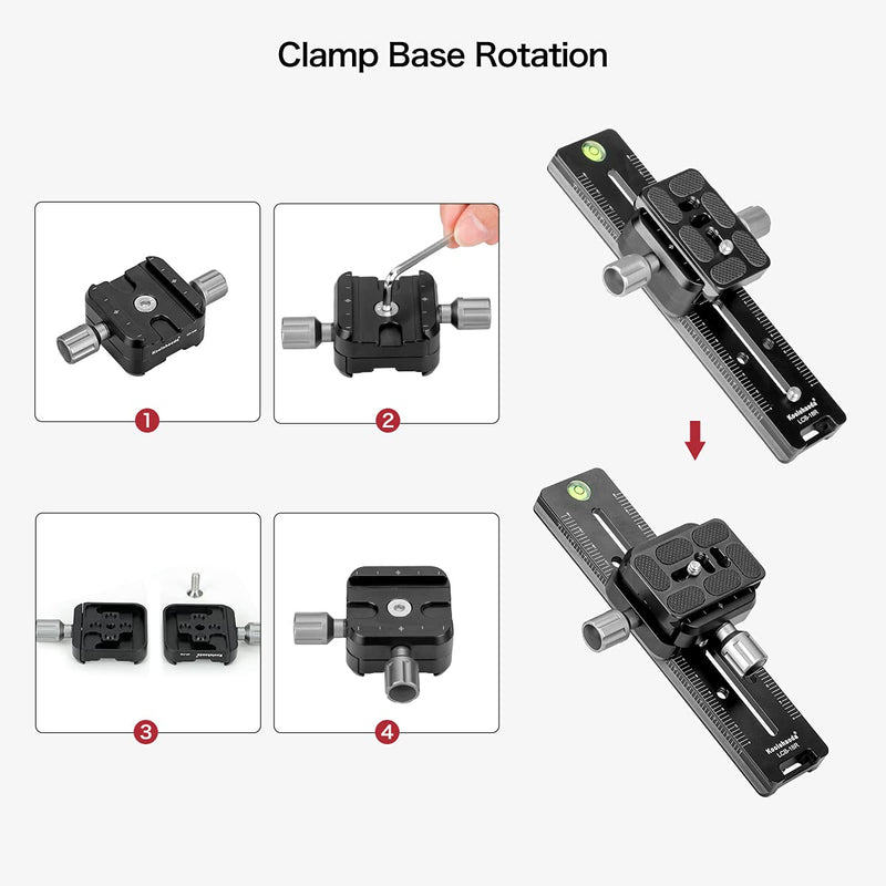 [Australia - AusPower] - Koolehaoda 240mm Rail Nodal Slide Quick Release Plate Clamp Camera Tripod Bracket Mount Compatible with Arca Swiss, Angle Adjustable for Camera Tripod Ball Head (LCB-24R) LCB-24 