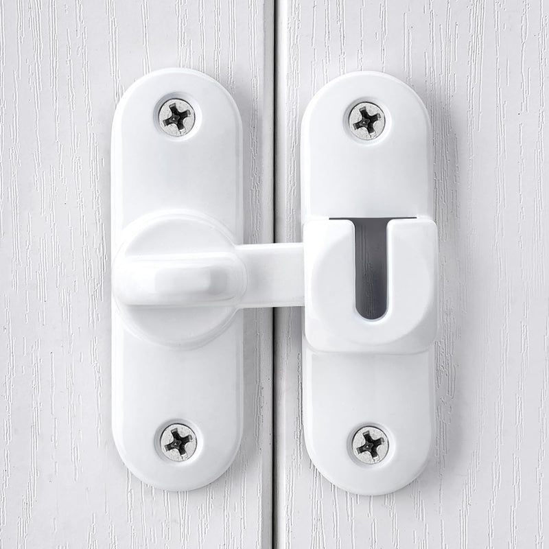 INIRET 10 Packs White Barn Door Latches,90/180 Degree Gate Lock,Flip Gate Latches Hardware,Zinc Alloy Right Angle Door Lock Latch,Door Security Sliding Door Latch Lock for Cabinets,Bathroom