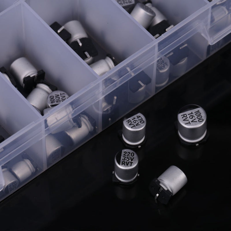 [Australia - AusPower] - 400PCS Electrolytic Capacitors Kit, 24 Values SMD Capacitor Kit, with Storage Box, 1uF - 1000uF, for Computer, Notebook, Radio, DIY 