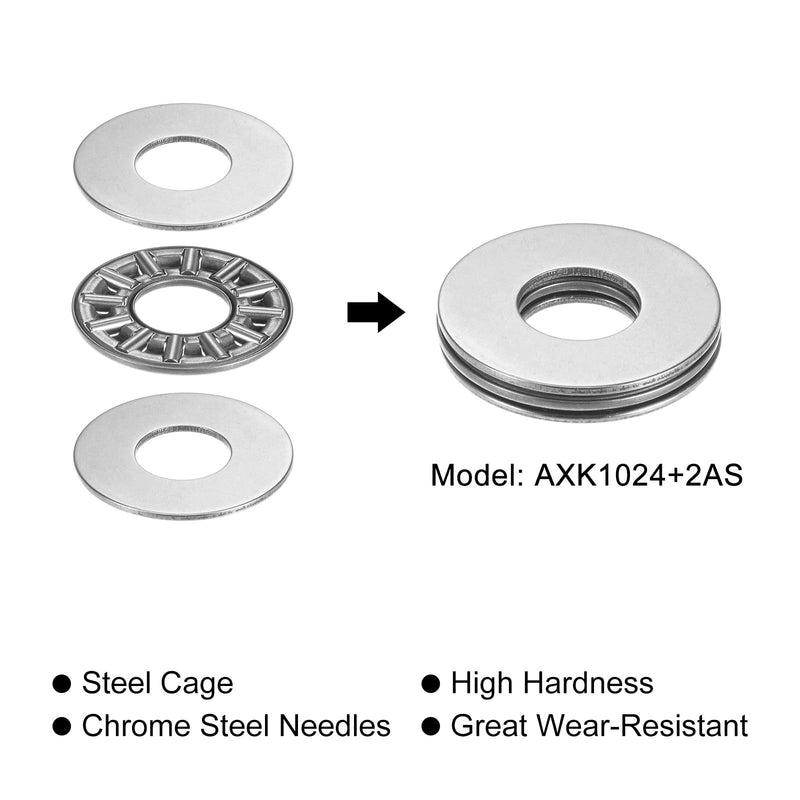 [Australia - AusPower] - uxcell AXK1024 Thrust Needle Roller Bearings with Washers 10mm Bore 24mm OD 2mm Thickness 6pcs 10mm x 24mm x 2mm 6 