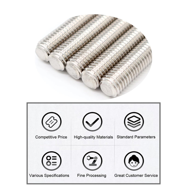 [Australia - AusPower] - 1/4"-20 Fully Threaded Rod Studs 5 Pack Long Threaded Screw 304 Stainless Steel Right Hand Threads All Threaded Rod Studs for Anchor Bolts Clamps Hangers U-Bolts 1/4-20 