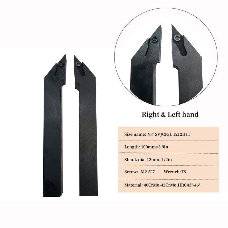 [Australia - AusPower] - 2pcs 1/2" Indexable Metal Lather Turning Tool Holder Boring Bars with VCMT110304/VCMT32.51 Carbide Turning Inserts,VCMT Insert Mutilayer Coated CNC Lathe Replacement Cutters Inserts 