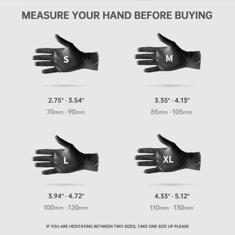 [Australia - AusPower] - Nitrile Disposable Gloves, 4.5 Mil Black Powder-Free Latex-Free Food-Safe Glove for Exam, Tattoo, Food Prep, 100 Pcs Large (Black) 