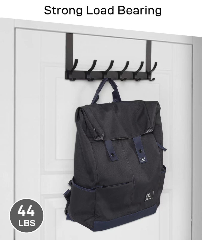 [Australia - AusPower] - Over The Door Hooks, Door Hanger Hooks for Hanging, Over The Door Towel Racks for Bathroom with 12 Coat Hooks, Over The Door Hanger for Coats and Towels 1 Pack Black 