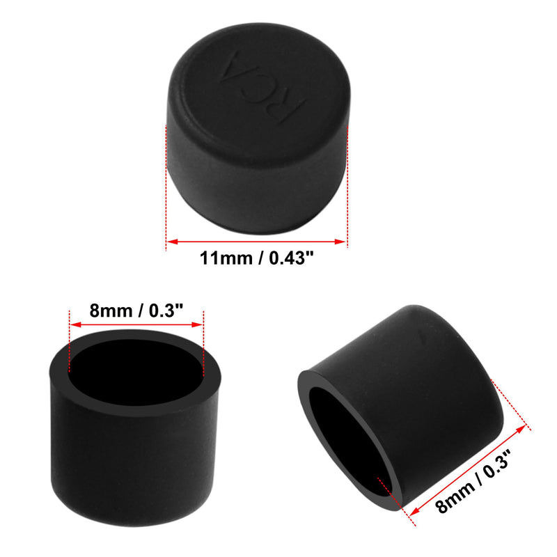 [Australia - AusPower] - uxcell Silicone RCA Female Connector Anti Dust Plug, 8mm Dust Proof Cap Protector Cover 10 Pcs Black 