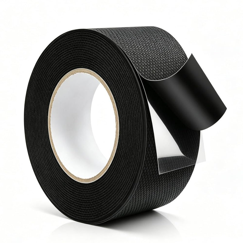 Black Rubber Grip Tape 2 Inch, 16.4Ft, Non-Abrasive Waterproof Anti Slip Tape, Strong Adhesive Non Slip Tape for Handles, Cushion Pad for Indoor & Outdoor, Making Surfaces Safer