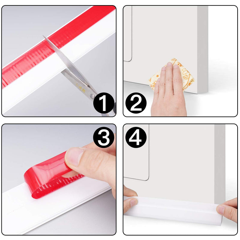 [Australia - AusPower] - Door Draft Stopper Door Sweep Weather Stipping - Camel Home Self Adhesive Door Seal Soundproof Under Door Bottom Seal Strip Rubber Energy Saver Insulasion Weatherproof, 2" W X 39" L (White) White1 