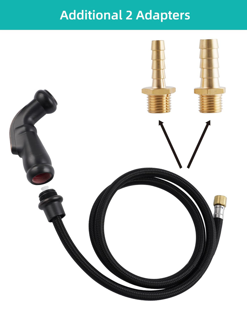 Hygie Rinse Universal Fit Kitchen Faucet Sprayer Attachment/Hose/Holder Set Compatible with Moen/Delta Faucet Sprayer Replacement, Kitchen Sink Side Sprayer Head, Oil Rubbed Bronze Sprayer Head/Hose/Holder Set