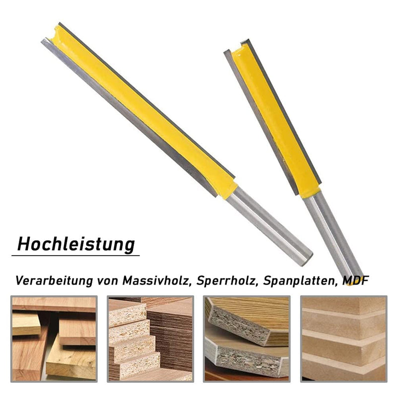 [Australia - AusPower] - Mesee 2 Pieces 8 mm Shank Straight Router Bit, Milling Cutter Groove Cutter Wood Cutter Bit Set, Straight Cutter Cutting Blade, Extra Long Straight Cutter Wood Engraving Tool Wood Cutting Blade 