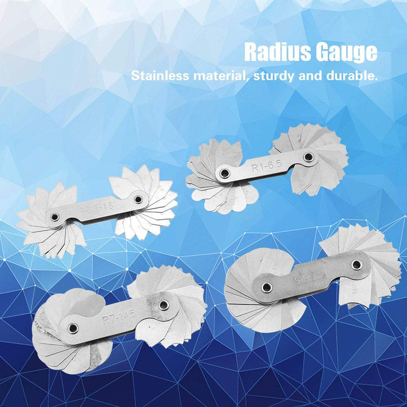 [Australia - AusPower] - Set of 4 Radius Strips, Stainless Steel, Gauges Other Gauges Concave Convex Measuring Tool R0.3-1.5 / R1-6.5 / R7-14.5 / R15-25 