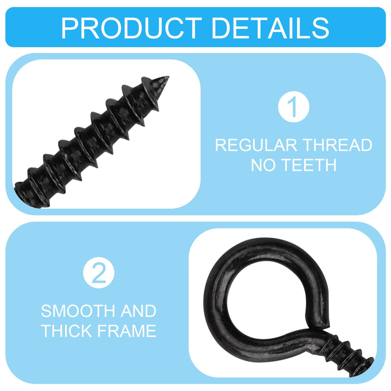 [Australia - AusPower] - Aovchei Eye Screws Set, 455PCS 0.59" 0.67" 0.75" 0.87" 1" Heavy Duty Eye Hooks, Self Tapping Screw Bolts, Indoor & Outdoor for Hanging Artwork, Black 455pcs-5 Size 