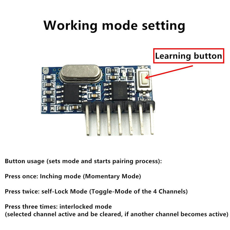 [Australia - AusPower] - QIACHIP Wireless RX480E 433MHz RF Module Receiver and Transmitter, Built-in Learning Code 1527 Decoding, 4 Channel Output for Arduino RX480E + TX118S + ANT-240*2 