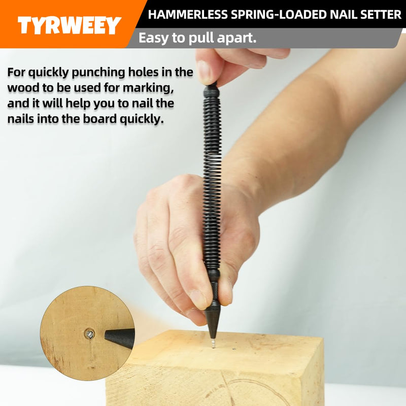[Australia - AusPower] - 2-Piece Nail Setter Dual Head Nail Set, Dual Head Nail Setter, Spring Loaded Center Hole Punch, Hand Tool for Metal or Wood, Nail Setter Features 1/16-in, 1/32-in, 1/8-in, 3/32-in 2pcs Nail Setter Set(1/16, 1/32, 3/32, 1/8) 