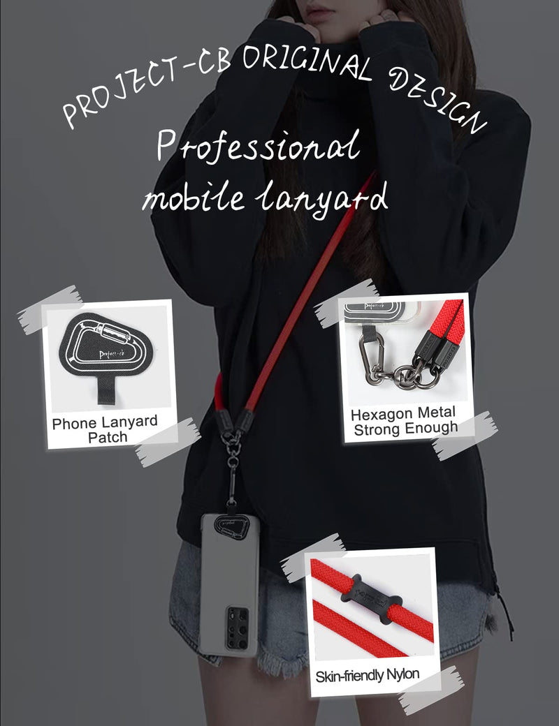[Australia - AusPower] - project-cb Cell Phone Lanyard ×1,Phone Lanyard Patch ×2,Phone Strap,Universal Lanyard for Phone,Crossbody Phone Strap,Neck Phone Lanyard (White-Black) White-black 