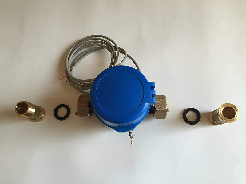 DAE AS130U-50P 1/2" Water Meter with Pulse Output, Measuring in Gallon + Couplings 1/2" Cold, W/ Pulse Output