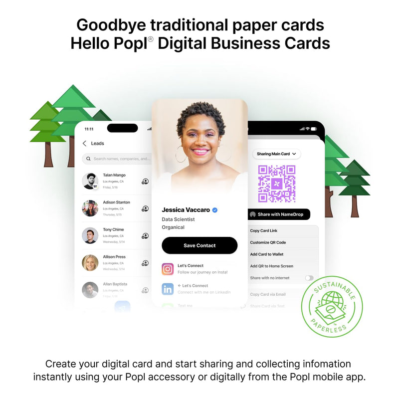 [Australia - AusPower] - Popl Digital Business Card - Smart NFC Networking Card - Tap to Share - iPhone & Android (Prism) Prism 