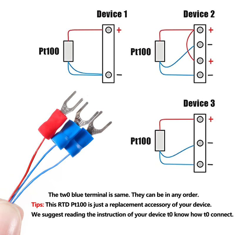 [Australia - AusPower] - Alinan 2pcs 2M/Approx 6.6Ft 50MM Probe M8 Pipe Thread Temperature Sensor Probe Three Wire Temperature Controller(0~400℃) PT100 RTD Stainless Steel Thermocouple 2M 50MM 