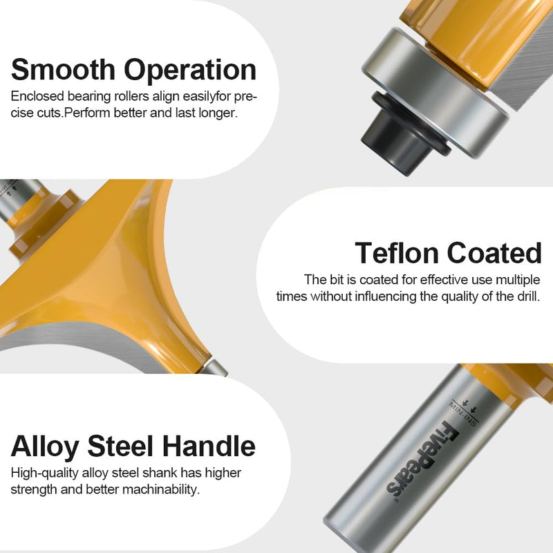 [Australia - AusPower] - FivePears 1-1/2" Radius Roundover Router Bit 1/2 Inch Shank, Round Over Router Bit for Edging Forming Rounding. 1-1/2" Radius - 1/2" Shank 1/2" Shank-Y 