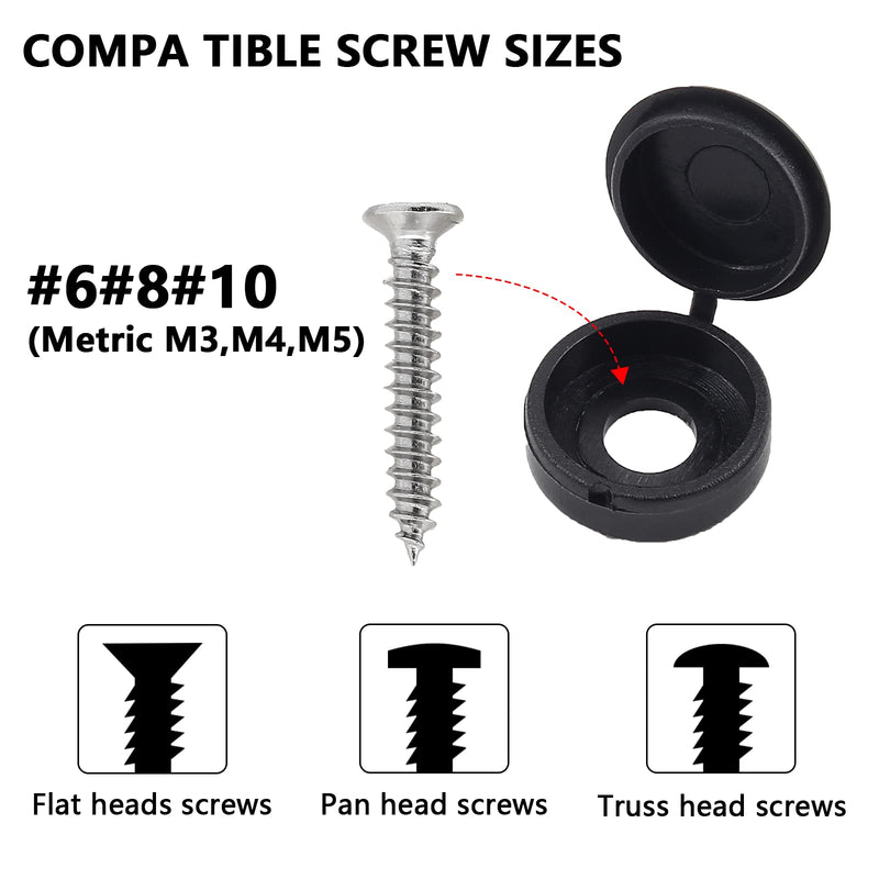 [Australia - AusPower] - Litoexpe 200 Black 5mm Plastic Hinged Screw Caps, Flip Tops for Screw Protection 5mm ID 