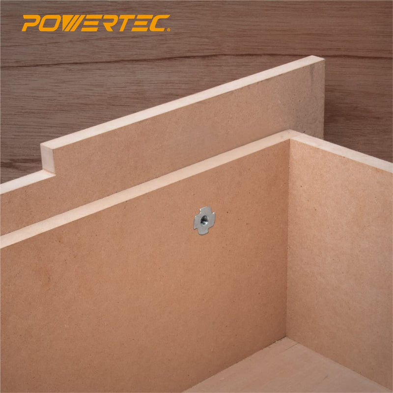 [Australia - AusPower] - POWERTEC 1/4-20 T Nuts, 50 Pcs | 4 Pronged Tee Nuts for Bolts and Stem Caster Wheels, Threaded Inserts for Wood Working, Rock Climbing Holds and Furniture, For Use with Hammer | 9/16" length (QTN1102) 9/16" 1/4"-20 