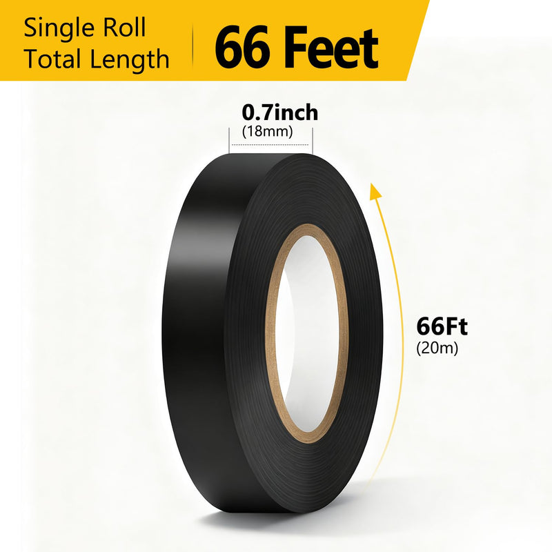 Eliamo 20 Pack Black Electrical Tape, 0.75 inch Wide x 66FT Long, Waterproof, Flame Retardant, High Temp Insulating Tape for Home, Industrial & DIY Repairs