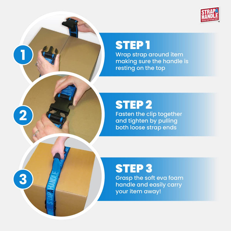[Australia - AusPower] - Carry Strap with Handle | Adjustable and Strong | for Easy, Safe, Secure Lifting, Moving, Carrying of Heavy Boxes, Groceries, Beach Chairs 6' Length, 40lb. capacity 