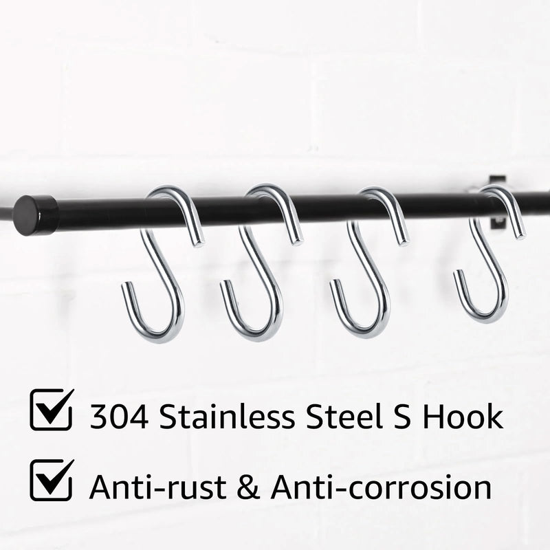 [Australia - AusPower] - LANIAKEA 50PCS Stainless Steel S Hooks - 2 in 304 Stainless Steel S Shaped Hook Hangers, Heavy Duty Thick S Hanging Hooks for Products or Items, Chain Hardware 