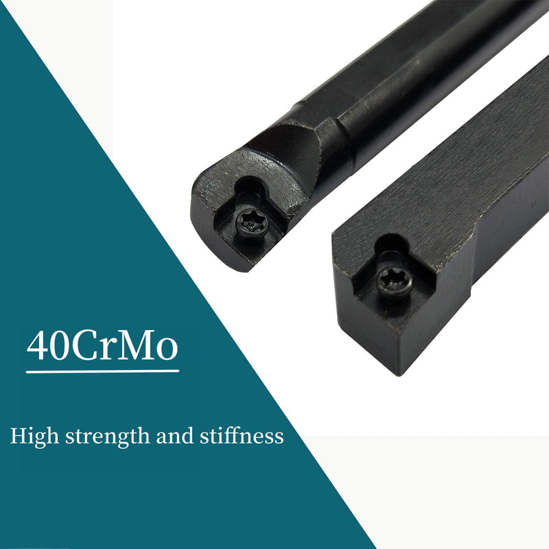 [Australia - AusPower] - 14PCS 3/8in10mm Shank Indexable Lathe Tool Holder Bit Set for Turning Milling Boring bar with Indexable Carbide Turning Insert CCMT21.51 DCMT21.51 (3/8 Holders + 12pcs CCMT2.51) 3/8 Holders + 12pcs CCMT2.51 