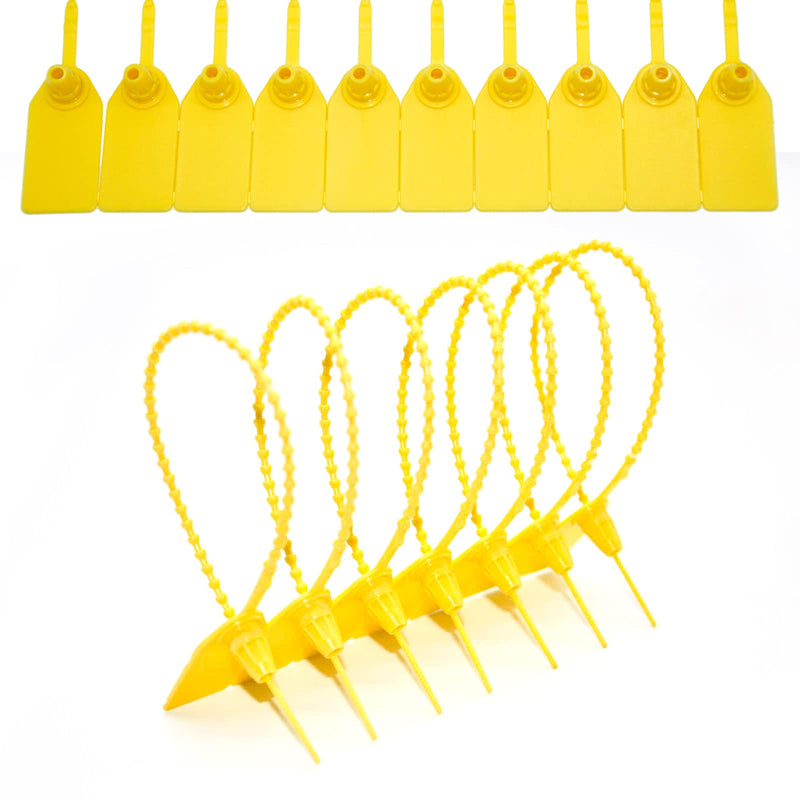[Australia - AusPower] - 100 Pcs Fire Extinguisher Tags,Security Retail Anti-Theft Self-Locking Shoe Tag,Anti-Tamper Disposable Plastic Seals 250mm Length (Yellow) Yellow 