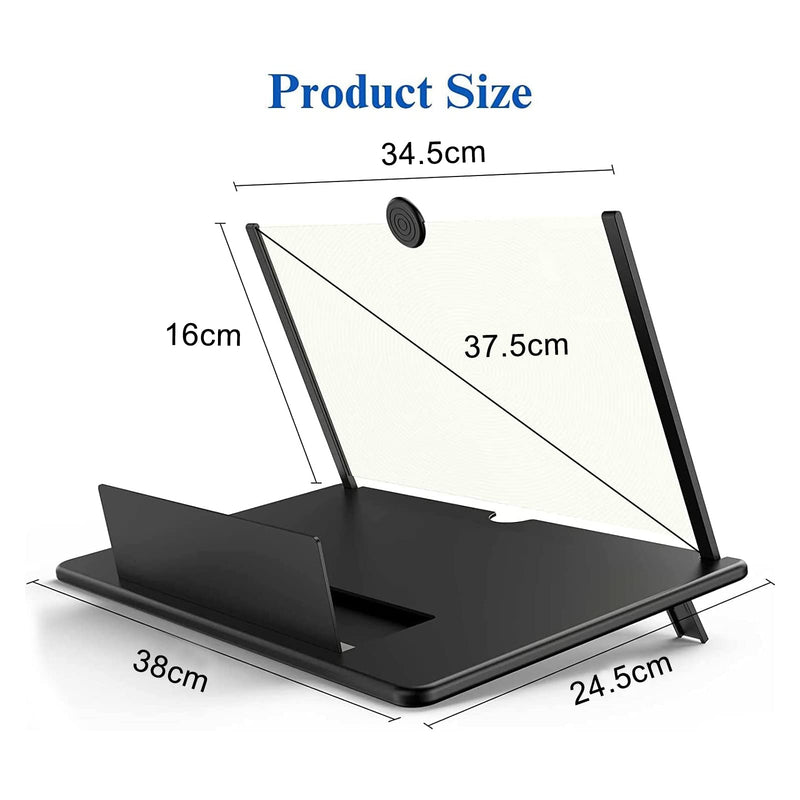 [Australia - AusPower] - 18" Screen Magnifier for Cell Phone – 3D HD Magnifing Screen Enlarger Projector for Movies Videos and Gaming – Foldable Phone Stand Holder with Screen Amplifier–Compatible with All Smartphones Black-18'' 