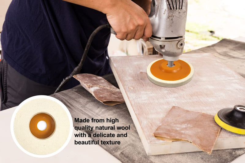4 x Wool Polishing Attachment, 125 mm Polishing Disc for Angle Grinder and Drill, Sanding Sanding Tool (Extra Thick 12 mm) 4